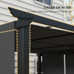 Pergola Richilde 3 Toiles Coulissantes Contemporaine Noir Anthracite Anti-UV 357x296 cm