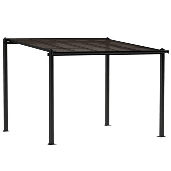 Pergola Freilenbach Extérieur Polycarbonate Anti-UV Gris Foncé 3x3m Étanche