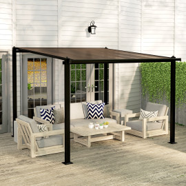 Pergola Freilenbach Extérieur Polycarbonate Anti-UV Gris Foncé 3x3m Étanche