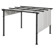 Pergola Épineval 3 Toiles Coulissantes Anti-UV Noir & Gris Contemporain 357x296 cm