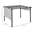 Pergola Épineval 3 Toiles Coulissantes Anti-UV Noir & Gris Contemporain 357x296 cm