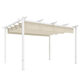 Pergola Amalia Toit Rétractable Magnétique Aluminium Beige Résistante UV30+
