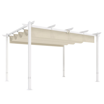 Pergola Amalia Toit Rétractable Magnétique Aluminium Beige Résistante UV30+