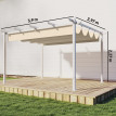 Pergola Amalia Toit Rétractable Magnétique Aluminium Beige Résistante UV30+