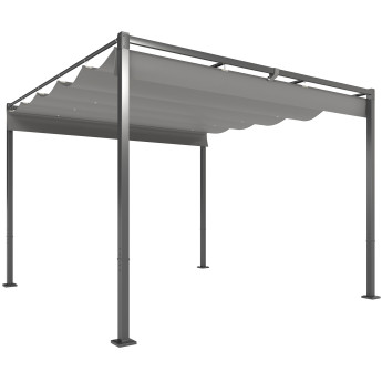 Pergola rétractable Mathilde protection solaire gris extérieur durable 298x297cm