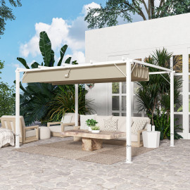 Pergola Meinhard Rétractable Extérieur 3x4m Toile Ajustable Blanc
