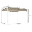 Pergola Meinhard Rétractable Extérieur 3x4m Toile Ajustable Blanc