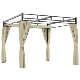 Pergola Dalmiro Toit Rétractable Intimité Extérieur Protection Noir Beige 3x3m