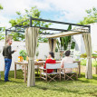 Pergola Dalmiro Toit Rétractable Intimité Extérieur Protection Noir Beige 3x3m