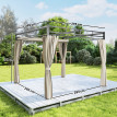 Pergola Dalmiro Toit Rétractable Intimité Extérieur Protection Noir Beige 3x3m