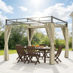 Pergola Dalmiro Toit Rétractable Intimité Extérieur Protection Noir Beige 3x3m
