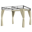 Pergola Dalmiro Toit Rétractable Intimité Extérieur Protection Noir Beige 3x3m