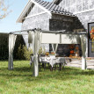Pergola Walric Toit Rétractable 4 Rideaux Ajustables Intimité Protection Solaire Crème