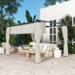 Pergola Walric Toit Rétractable 4 Rideaux Ajustables Intimité Protection Solaire Crème