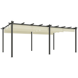 Pergola Castrejana Rétractable Grande Taille Extérieur Beige Clair 5,97x3,58m