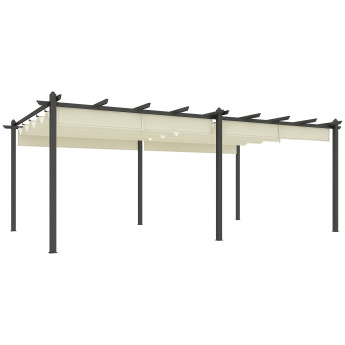 Pergola Castrejana Rétractable Grande Taille Extérieur Beige Clair 5,97x3,58m