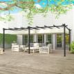 Pergola Castrejana Rétractable Grande Taille Extérieur Beige Clair 5,97x3,58m