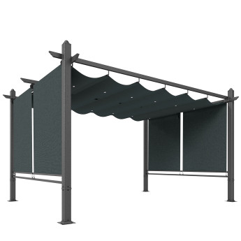 Pergola Dolores Abri Jardin Rétractable Toile Ajustable Anthracite UV50+ Aluminium