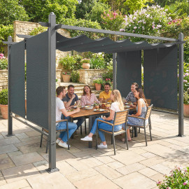 Pergola Dolores Abri Jardin Rétractable Toile Ajustable Anthracite UV50+ Aluminium