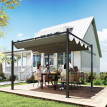Pergola Dagobert rétractable gris protection solaire jardin extérieur 3x3m
