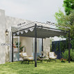 Pergola Dagobert rétractable gris protection solaire jardin extérieur 3x3m