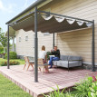 Pergola Dagobert rétractable gris protection solaire jardin extérieur 3x3m