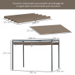 Toile Pergola Diamante Rétractable 3x2,15m Anti-UV Taupe Résistante