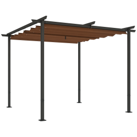 Pergola Kervran Rétractable 3x3m Anti-UV Marron Résistante Jardin Terrasse