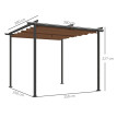 Pergola Kervran Rétractable 3x3m Anti-UV Marron Résistante Jardin Terrasse