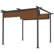 Pergola Kervran Rétractable 3x3m Anti-UV Marron Résistante Jardin Terrasse