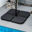 Pied de parasol Hartmut 4 dalles lestage ultra-stable noir vent résistant HDPE