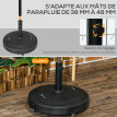 Pied Parasol Ironfield Base Lestage Résine Granulée Noir Stable & Mobile 24 kg