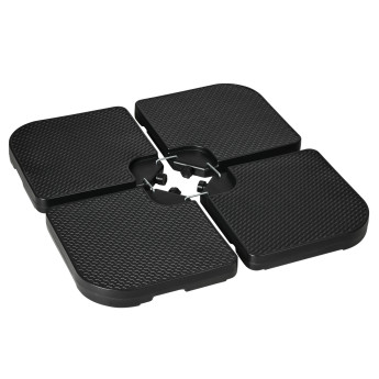 Pied de parasol Boroa lestage ultra stable design résine noire 4 dalles