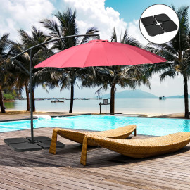 Pied de parasol Boroa lestage ultra stable design résine noire 4 dalles