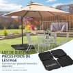 Pied de parasol Boroa lestage ultra stable design résine noire 4 dalles