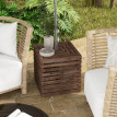Higinio Pied Parasol Coffre Rangement Table Basse 3 en 1 Extérieur Marron