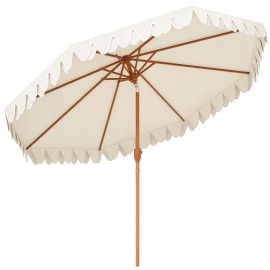 Parasol Hadwin octogonal inclinable en acier effet bois résistant UV crème