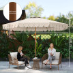 Parasol Hadwin octogonal inclinable en acier effet bois résistant UV crème
