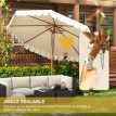 Parasol Hadwin octogonal inclinable en acier effet bois résistant UV crème