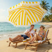 Parasol Fika inclinable résistant au vent ombre optimale plage bohème chic jaune et blanc