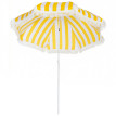 Parasol Fika inclinable résistant au vent ombre optimale plage bohème chic jaune et blanc