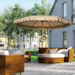 Parasol Inocencio Octogonal Inclinable 264cm Beige Jardin Terrasse Piscine Acier Aspect Bois