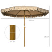 Parasol Inocencio Octogonal Inclinable 264cm Beige Jardin Terrasse Piscine Acier Aspect Bois