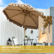 Parasol Inocencio Octogonal Inclinable 264cm Beige Jardin Terrasse Piscine Acier Aspect Bois