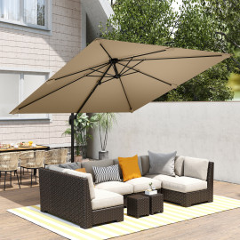 Parasol Plentzia déporté rotatif 360° kaki protection UV résistant