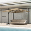 Parasol Plentzia déporté rotatif 360° kaki protection UV résistant