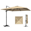 Parasol Plentzia déporté rotatif 360° kaki protection UV résistant