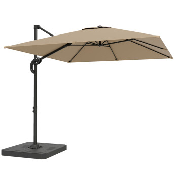 Parasol Jaumont inclinable rotatif 360° kaki anti-UV avec lest intégré