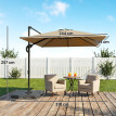 Parasol Jaumont inclinable rotatif 360° kaki anti-UV avec lest intégré