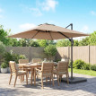 Parasol Jaumont inclinable rotatif 360° kaki anti-UV avec lest intégré